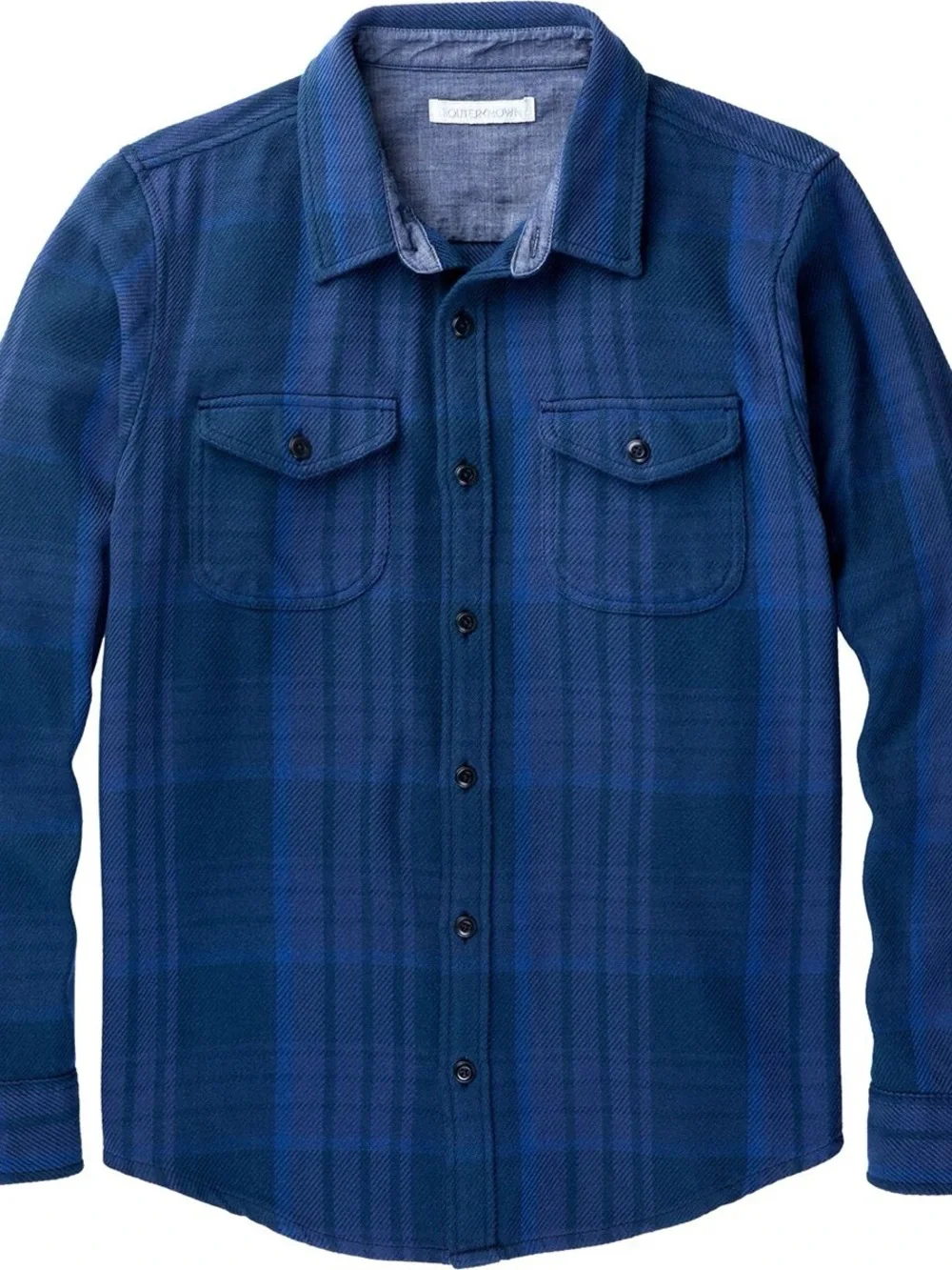 Outerknown Blanket Shirt Organic Cotton Blue Plaid Button-Up Overshirt XL